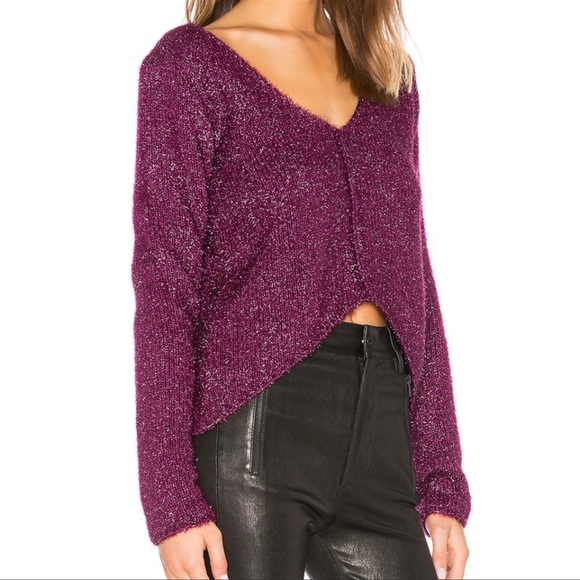 Lovers + Friends Gerona Sparkly Magenta Glitter Purple Pullover Top Small S - Picture 2 of 15